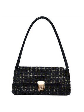 Women's Tweed Plaid PU Leather Quilted Woven Handbag Clutch Tote